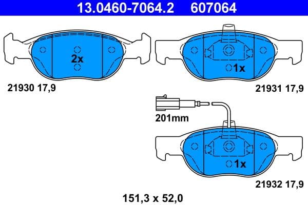 set placute frana,frana disc ATE 13.0460-7064.2