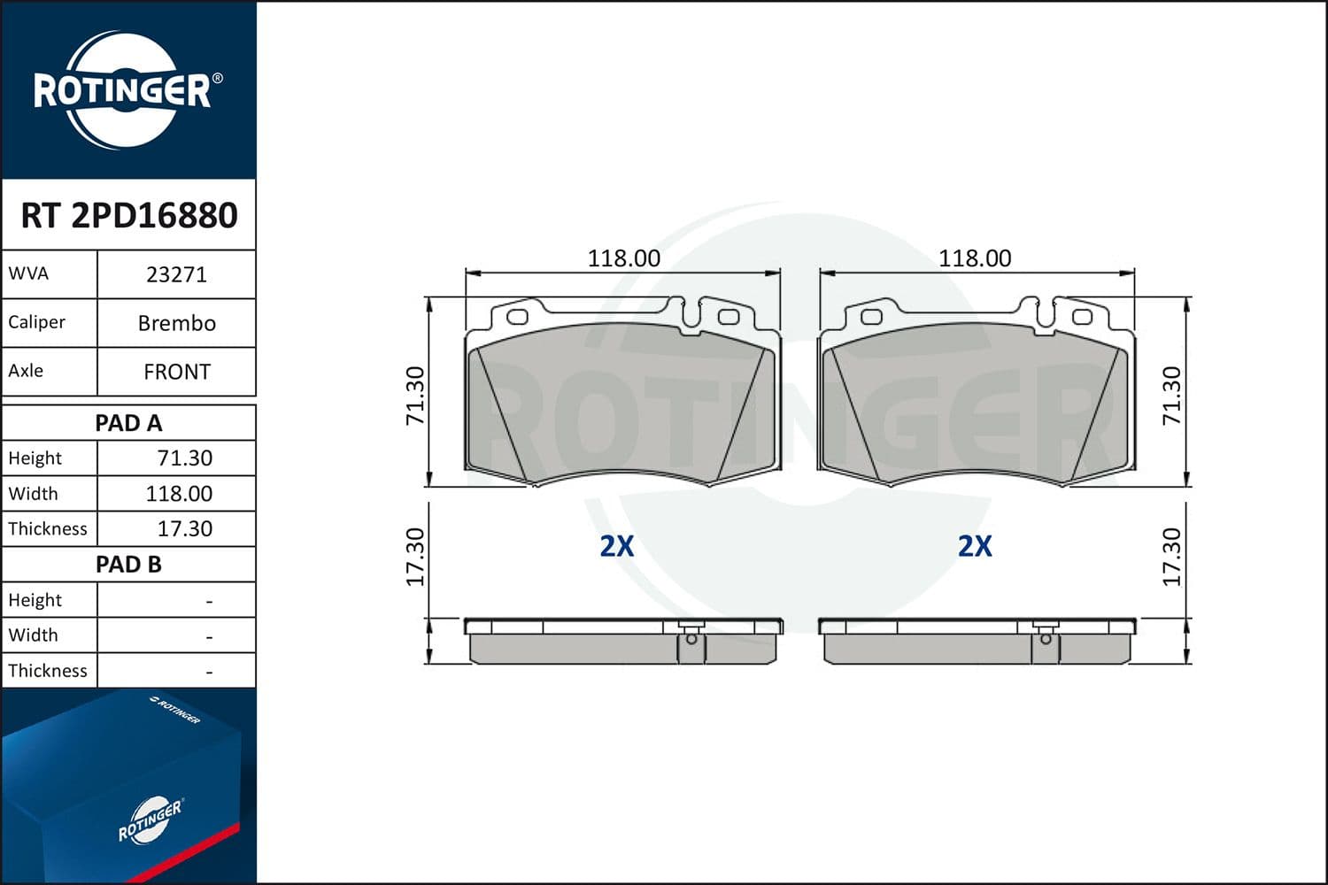 set placute frana,frana disc ROTINGER RT 2PD16880