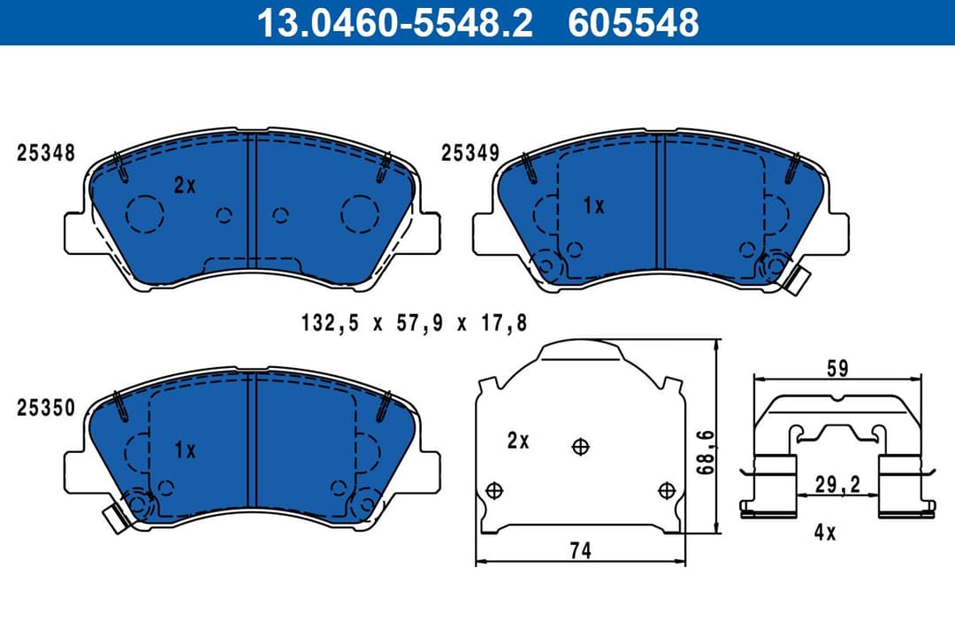 set placute frana,frana disc ATE 13.0460-5548.2