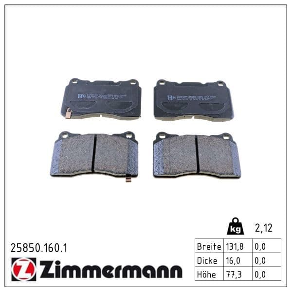set placute frana,frana disc ZIMMERMANN 25850.160.1