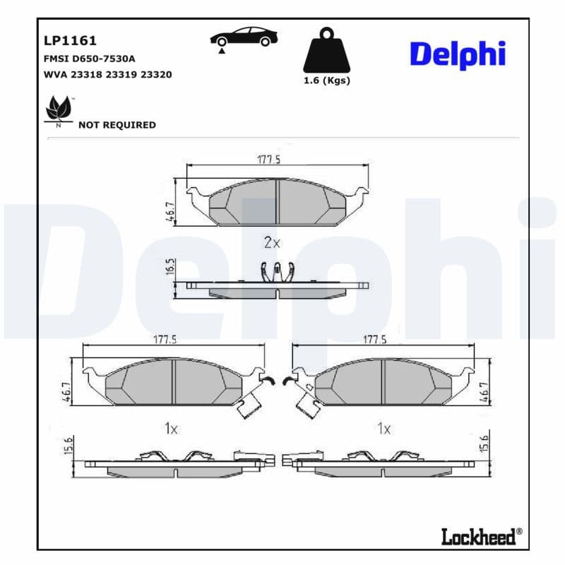 set placute frana,frana disc DELPHI LP1161