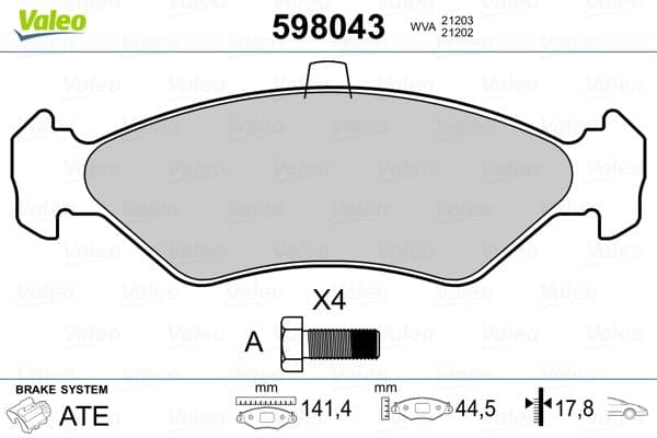set placute frana,frana disc VALEO 598043