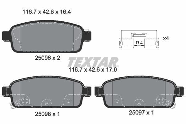 set placute frana,frana disc TEXTAR Q+ 2509602