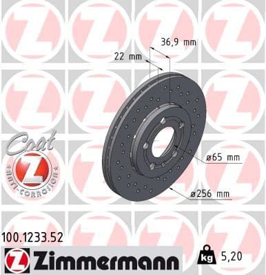 Disc frana ZIMMERMANN SPORT Z 100.1233.52