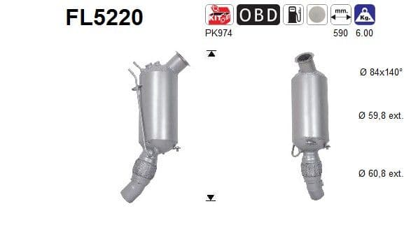 Filtru funingine/particule, sist.de esapament AS FL5220