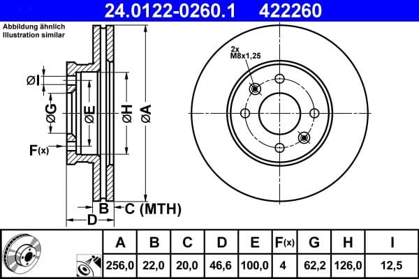 Disc frana ATE 24.0122-0260.1