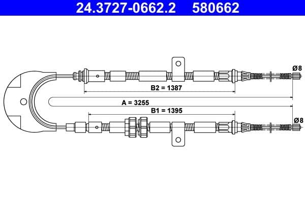 Cablu, frana de parcare ATE 24.3727-0662.2