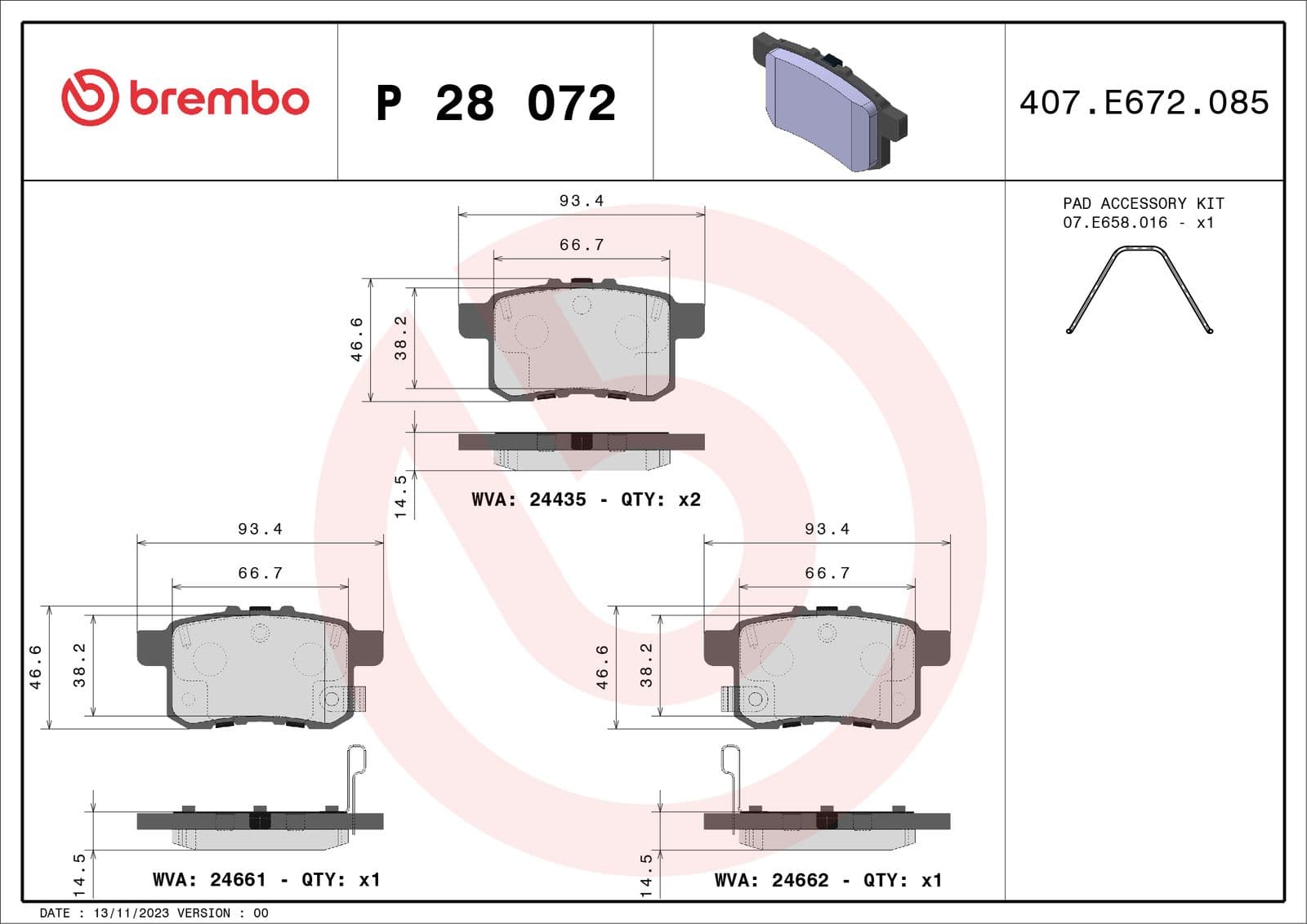set placute frana,frana disc BREMBO PRIME LINE P 28 072