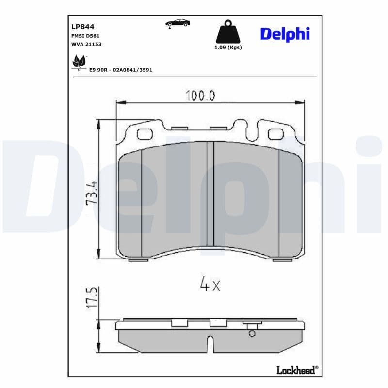 set placute frana,frana disc DELPHI LP844