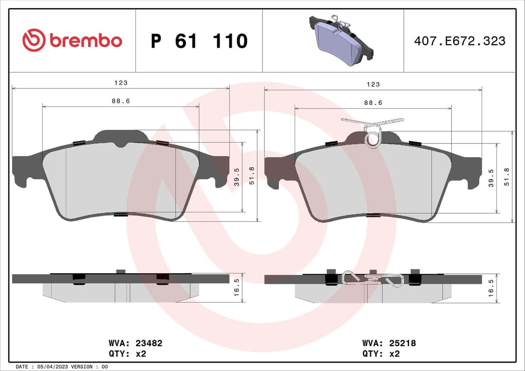 set placute frana,frana disc BREMBO PRIME LINE P 61 110