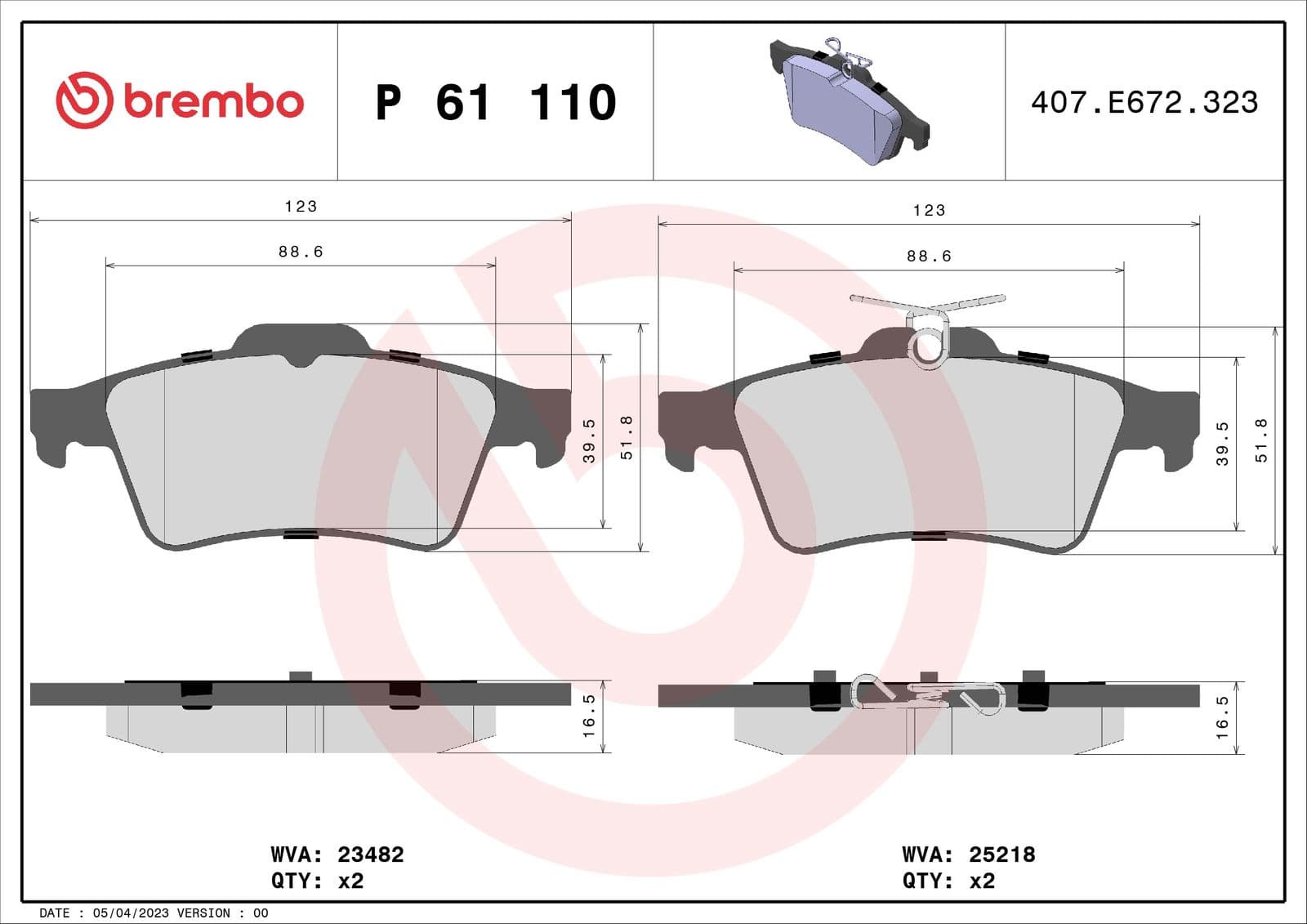 set placute frana,frana disc BREMBO PRIME LINE P 61 110