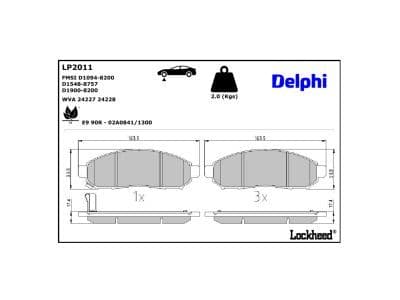 set placute frana,frana disc DELPHI LP2011