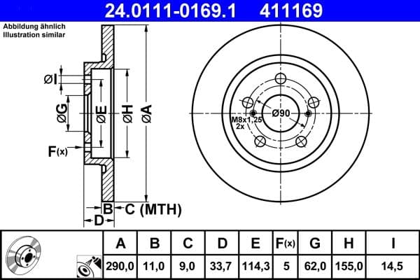 Disc frana ATE 24.0111-0169.1