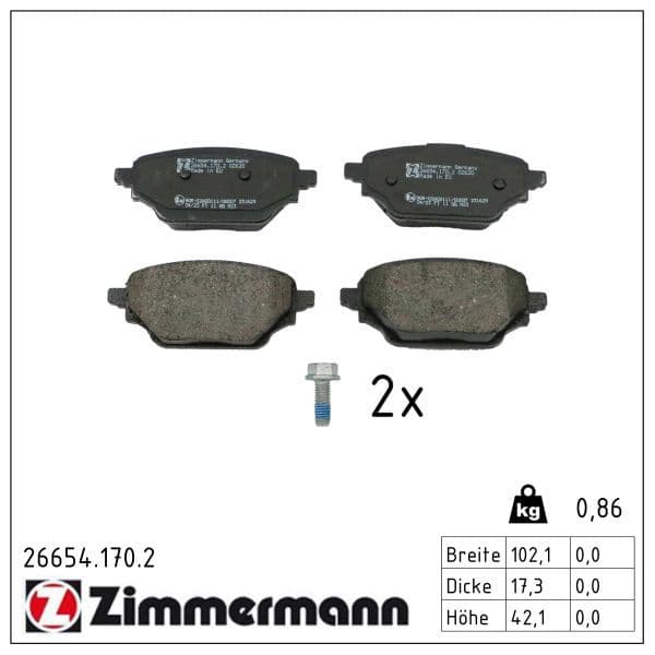 set placute frana,frana disc ZIMMERMANN 26654.170.2