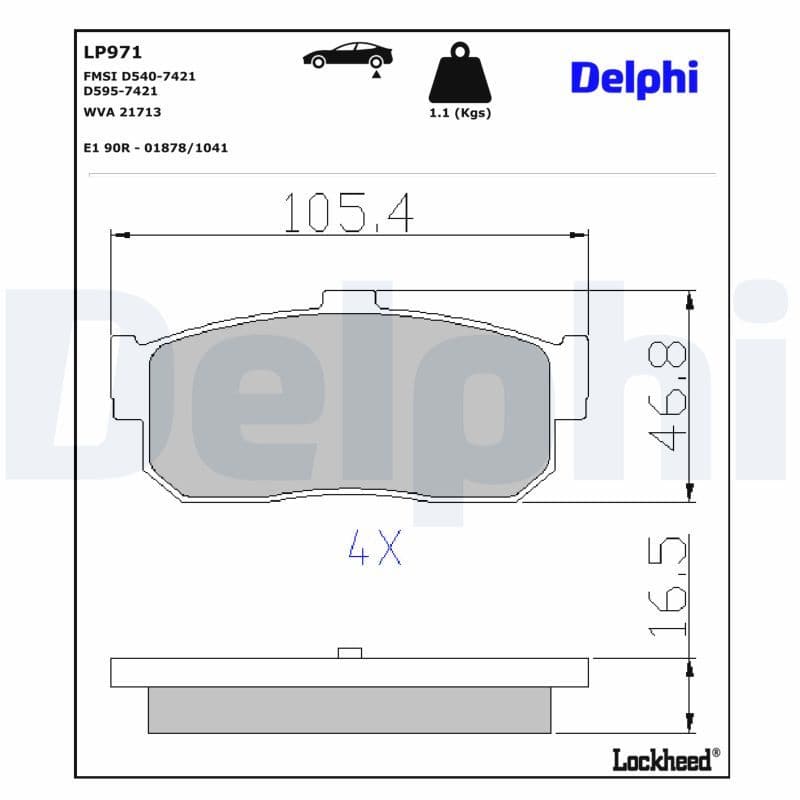 set placute frana,frana disc DELPHI LP971