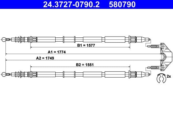 Cablu, frana de parcare ATE 24.3727-0790.2