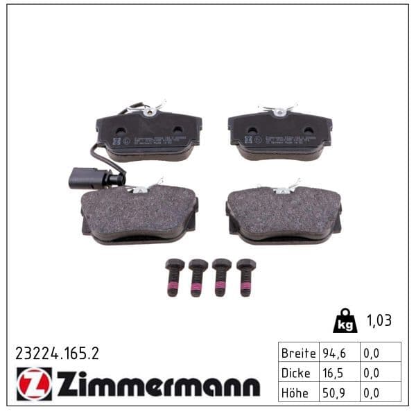 set placute frana,frana disc ZIMMERMANN 23224.165.2