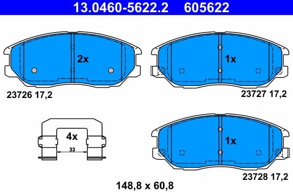 set placute frana,frana disc ATE 13.0460-5622.2