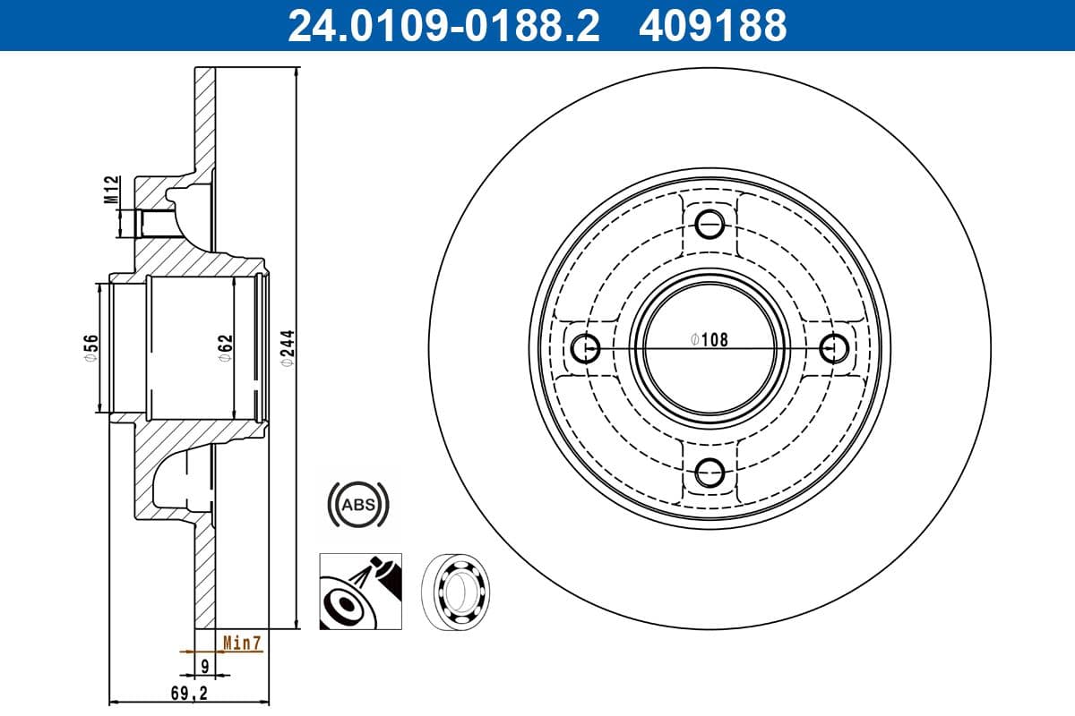 Disc frana ATE 24.0109-0188.2