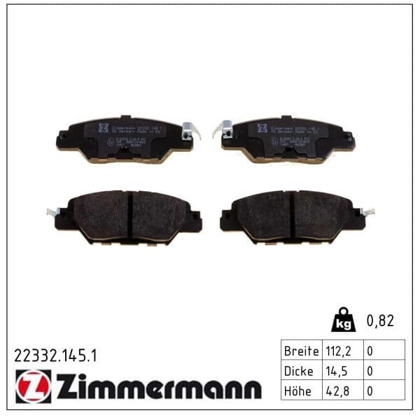 set placute frana,frana disc ZIMMERMANN 22332.145.1
