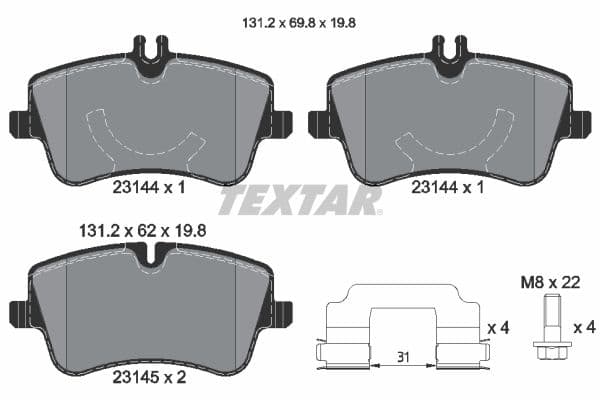 set placute frana,frana disc TEXTAR Q+ 2314401