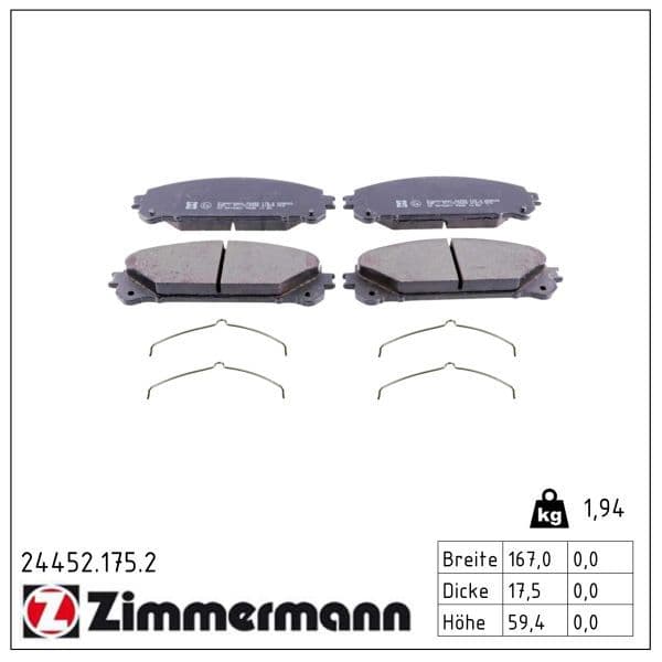 set placute frana,frana disc ZIMMERMANN 24452.175.2