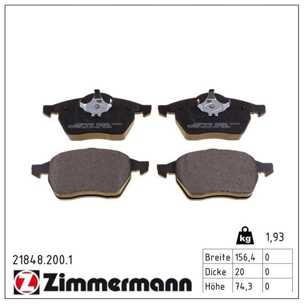 set placute frana,frana disc ZIMMERMANN 21848.200.1