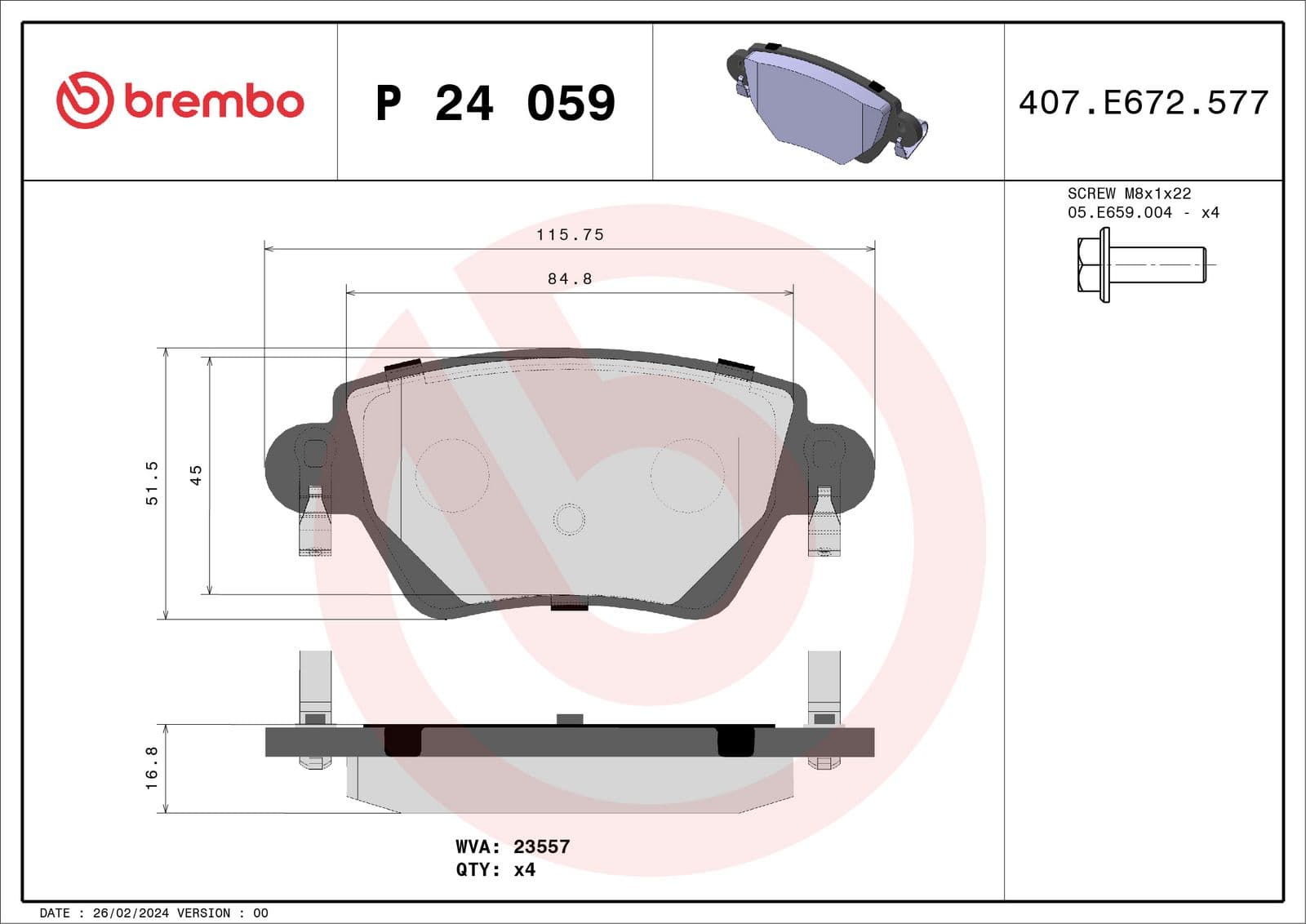set placute frana,frana disc BREMBO PRIME LINE P 24 059
