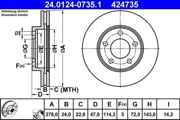 Disc frana ATE 24.0124-0735.1