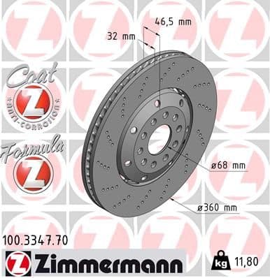 Disc frana ZIMMERMANN FORMULA Z 100.3347.70