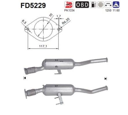 Filtru funingine/particule, sist.de esapament AS FD5229