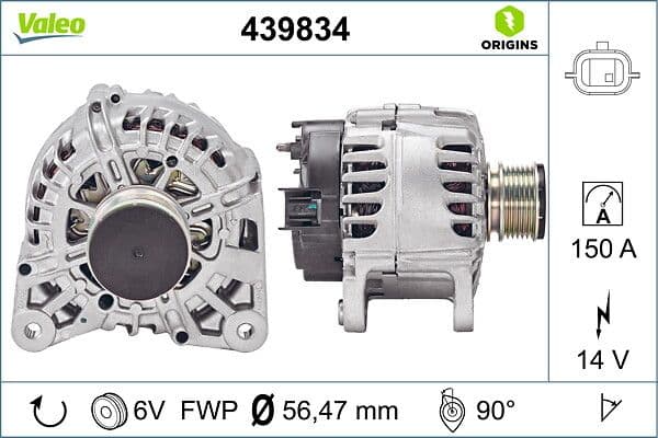 Generator / Alternator VALEO ORIGINS NEW OE TECHNOLOGY 439834