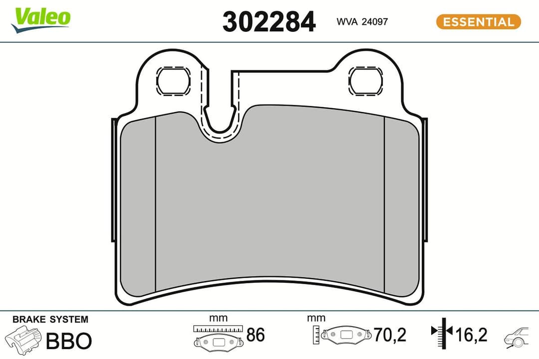 set placute frana,frana disc VALEO ESSENTIAL 302284