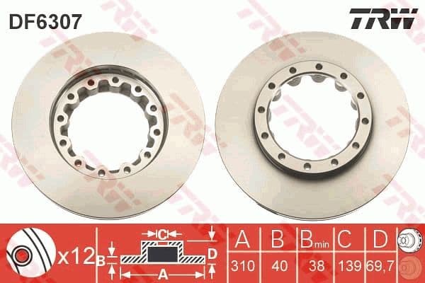 Disc frana TRW SINGLE DF6307S