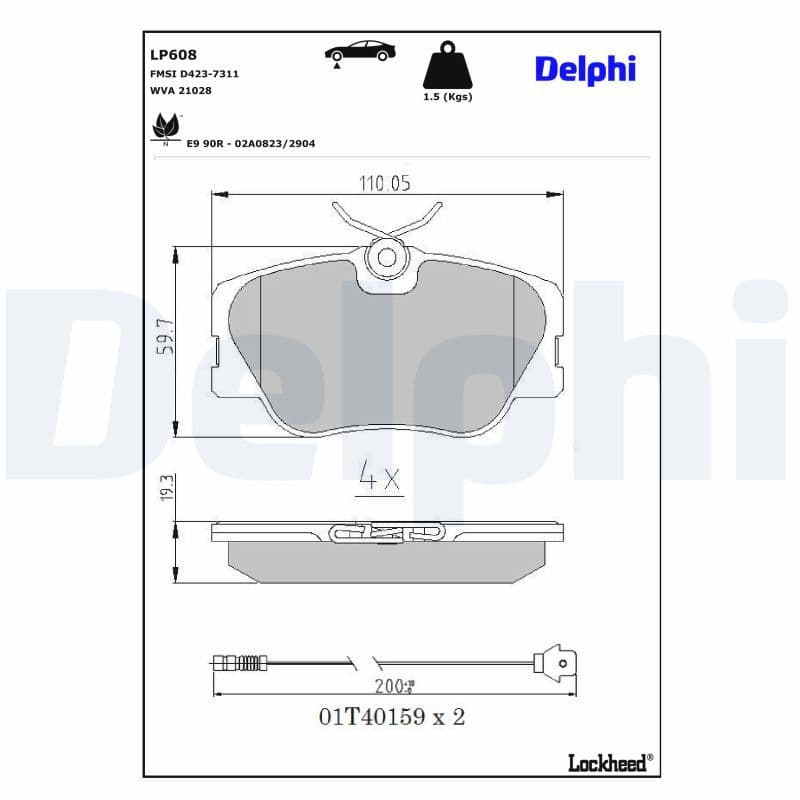 set placute frana,frana disc DELPHI LP608