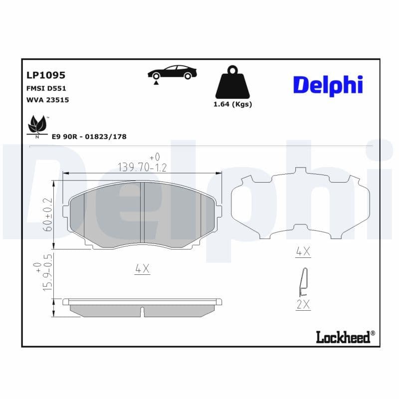 set placute frana,frana disc DELPHI LP1095