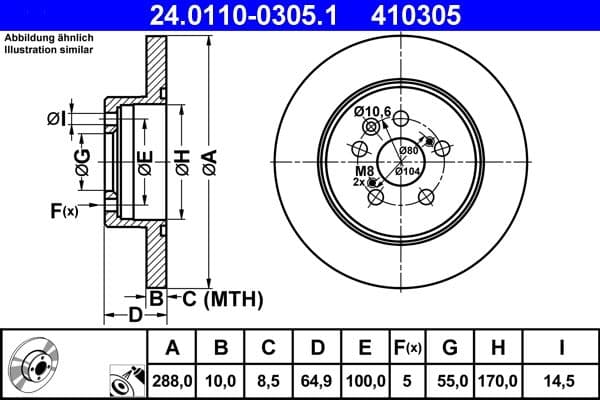 Disc frana ATE 24.0110-0305.1