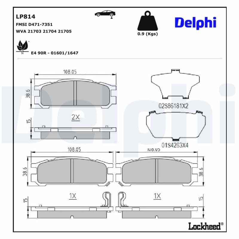 set placute frana,frana disc DELPHI LP814