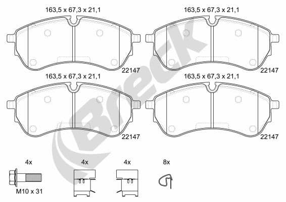 set placute frana,frana disc BRECK 22147 00 703 00