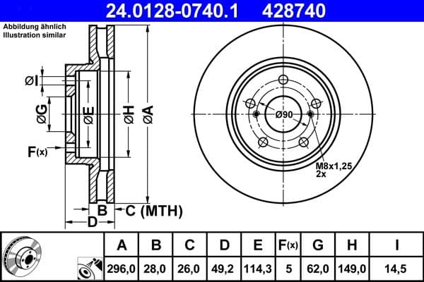 Disc frana ATE 24.0128-0740.1