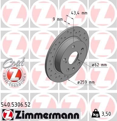Disc frana ZIMMERMANN 540.5306.52