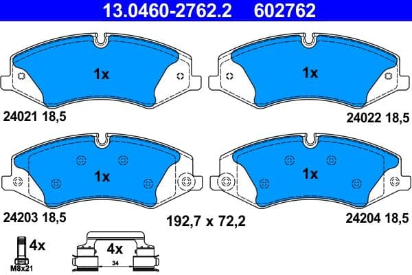 set placute frana,frana disc ATE 13.0460-2762.2