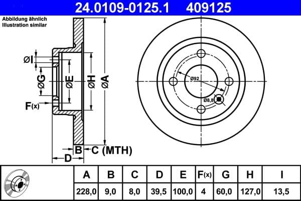Disc frana ATE 24.0109-0125.1