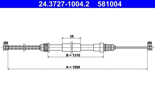 Cablu, frana de parcare ATE 24.3727-1004.2