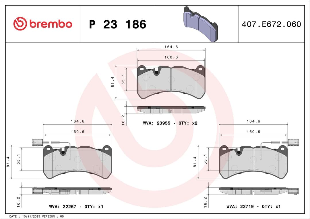 set placute frana,frana disc BREMBO PRIME LINE P 23 186