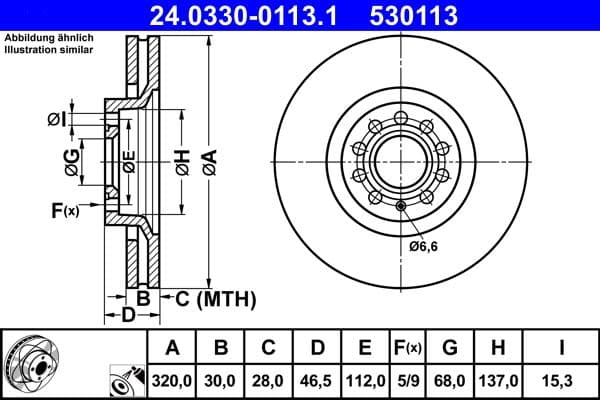 Disc frana ATE 24.0330-0113.1