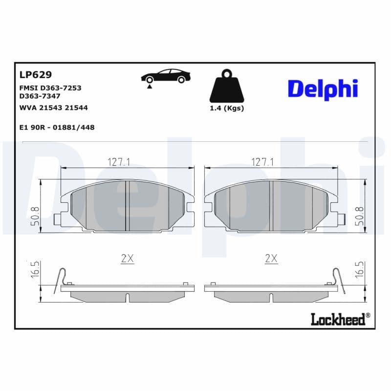 set placute frana,frana disc DELPHI LP629
