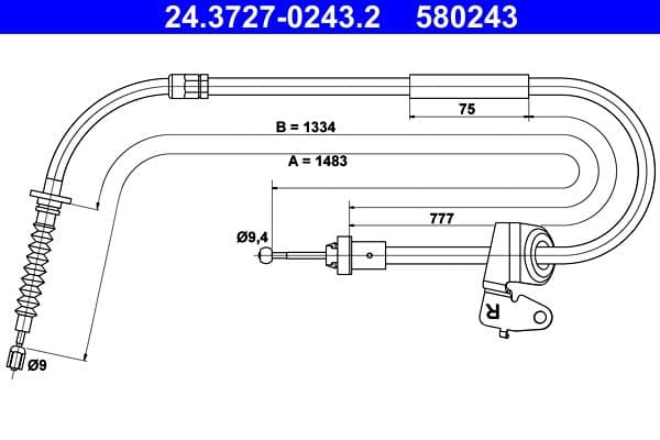 Cablu, frana de parcare ATE 24.3727-0243.2