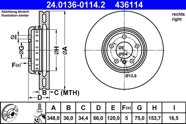 Disc frana ATE 24.0136-0114.2