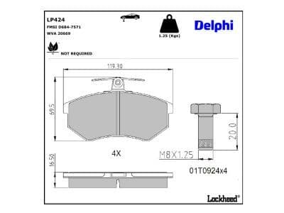 set placute frana,frana disc DELPHI LP424